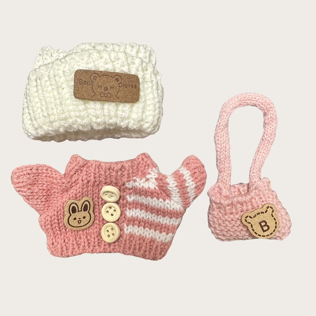 Fashion Clothes Set for Labubu Handcrafted Crochet 3pcs Set Cute Clothes Bag Hat DIY Stylish Fun Labubu Clothes Accessories