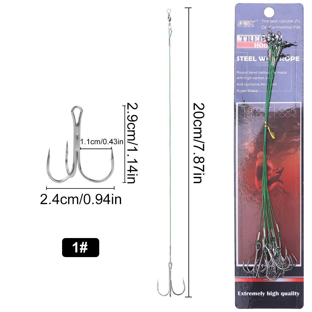 5/10pcs 15/20/25cm Anti-bite Steel Wire Leader Leashes For Fishing 50LB With Swivel Fishing Lure Accessories Pike Bass