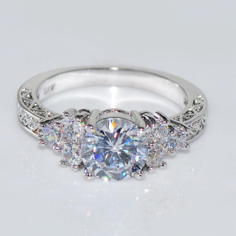 Crystal Zircon Ring 8 Hearts 8 Arrows Engagement Jewelry for Women Elegant European American Wedding Band