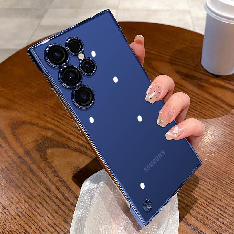 

Электроплакированный безрамочный чехол для телефона Samsung S25Ultra S24+ Поставляется с прозрачной тонкой жесткой оболочкой и защитной пленкой для стеклянного объектива Samsung S22Ultra