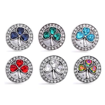 Trifoi LOVE Flower Crystal 20mm Bijuterii metalice cu buton rapid pentru brățară Snap XH5145