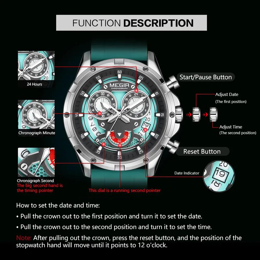 Luxusuhren für Herren Multifunktionale Sport-Quarzuhr Chronograph Wasserdicht Leuchtend Herrenuhr Datum