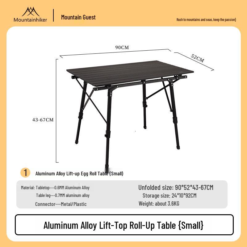 Aluminum Alloy Lift-up Egg Roll Table | Portable Folding Table for Outdoor Picnic and Camping