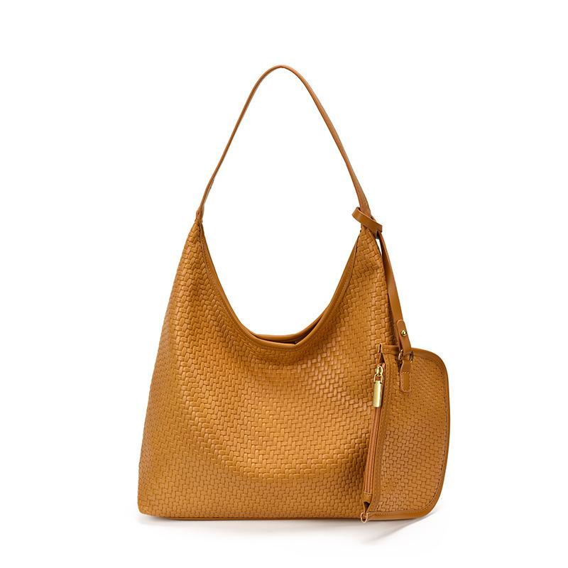 New Casual Retro Large-Capacity Tote Bag Women'S Popular Versatile Foreign-Style Woven Bucket Bag Shoulder Women'S Bag