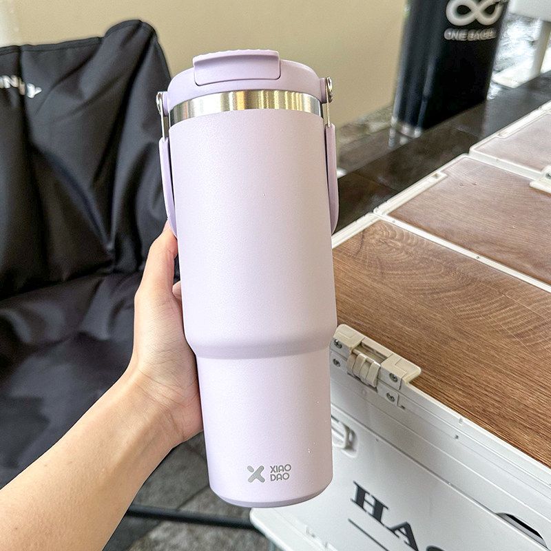 Large Capacity Vacuum Cup 2024 New Arrival Large Ice Cup Portable Vehicle-Borne Cup with Straw Summer Ins Traveling Vacuum Cup