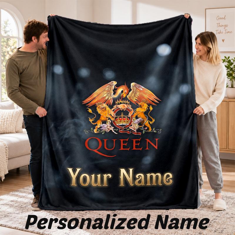 Queen Personalized Flannel Blanket Custom Name Text Soft Throw Blanket Home Decor