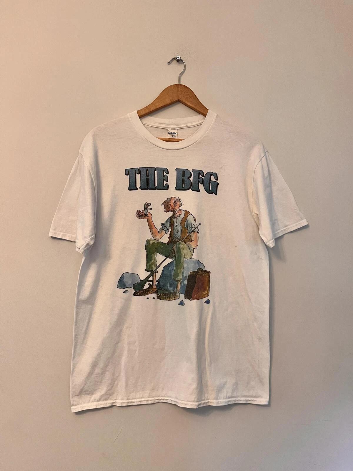 The BFG Graphic T Shirt White Large Retro Roald Dahl Book Character Novel Tee M