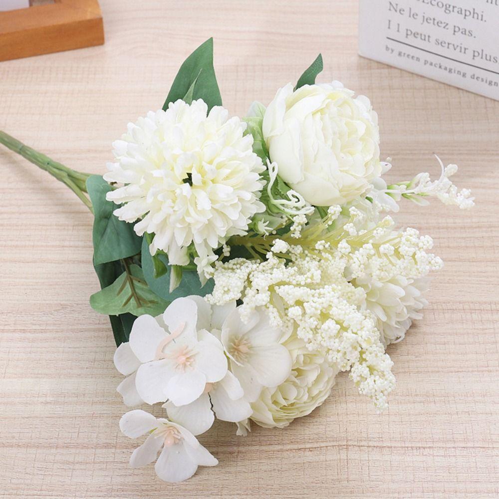 DIY Artificial Peony Flowers Silk Petal Foam Spica Simulation Dandelion Flowers  Wedding Ornament