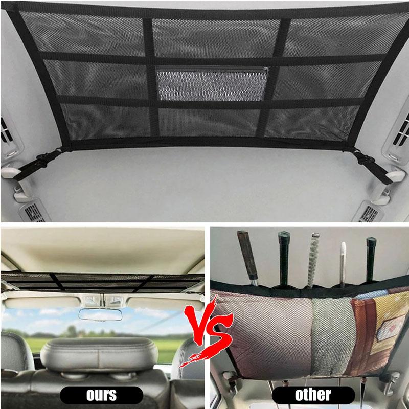 Zippered Car Roof Storage Net Mesh Storage Bag Pouch for Camper Van Caravan 54 X 80cm
