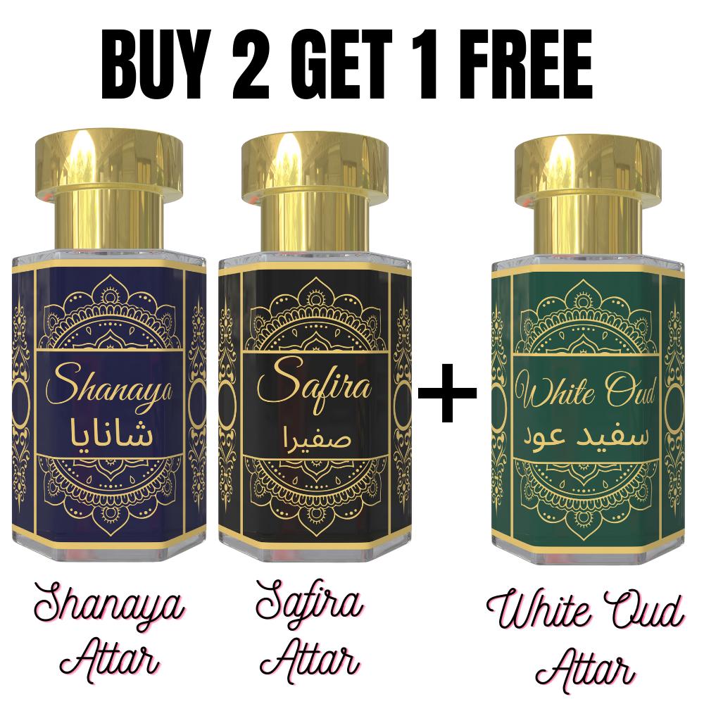 Аттар Шаная и Аттар Сафира с Бесплатным Аттаром Белого Уда Цветочный Сладкий и Мягкий Древесный Безспиртовые Унисекс Масла-Духи в Ролике 3 6 мл Pack - 6 ml 653₽