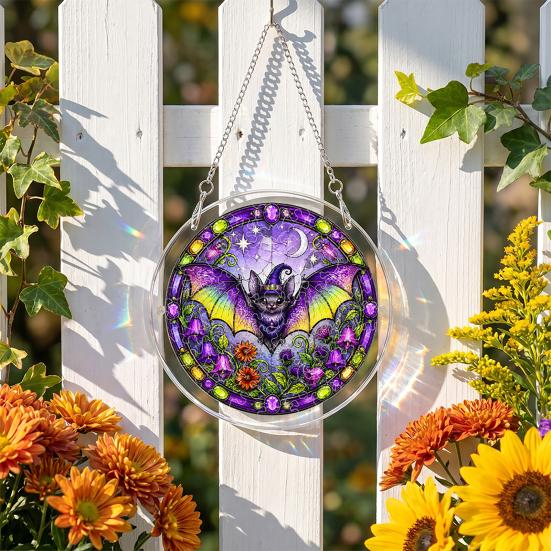 DYS Halloween Acrylic Puzzle Suncatcher, 7.87 Inch Sun Catcher Window Hanging Ornament, Ideal for Gifting and Home Decor