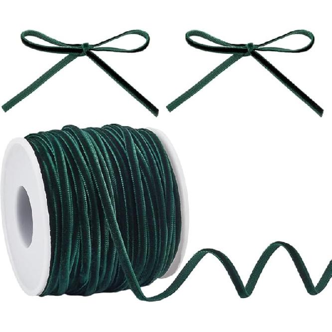 1/8 Inch Thin Velvet Ribbon 50 Yards Vintage Red Ribbon Single Face Velvet Ribbon Spool Fabric Trim for Wedding Invitations Christmas Tree Crafts