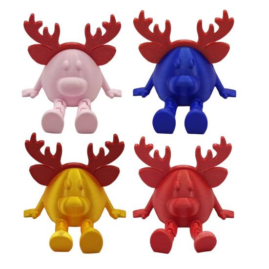 3D Printed Christmas Reindeer Figurine Xmas Elk Ornament Fidget Toy with Movable
