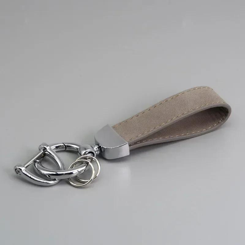 Laser Custom Logo Suede Leather Keychain for Men and Women Retro Vintage Personalized Company Name Keyring Engrave Car Key Chain