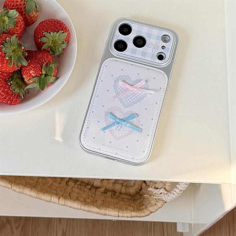 

3D Polka Dot Heart & Ribbon Bow Phone Case for iPhone 17/16 Pro Max/15/14 - Women s Style iPhone 15 Pro Max