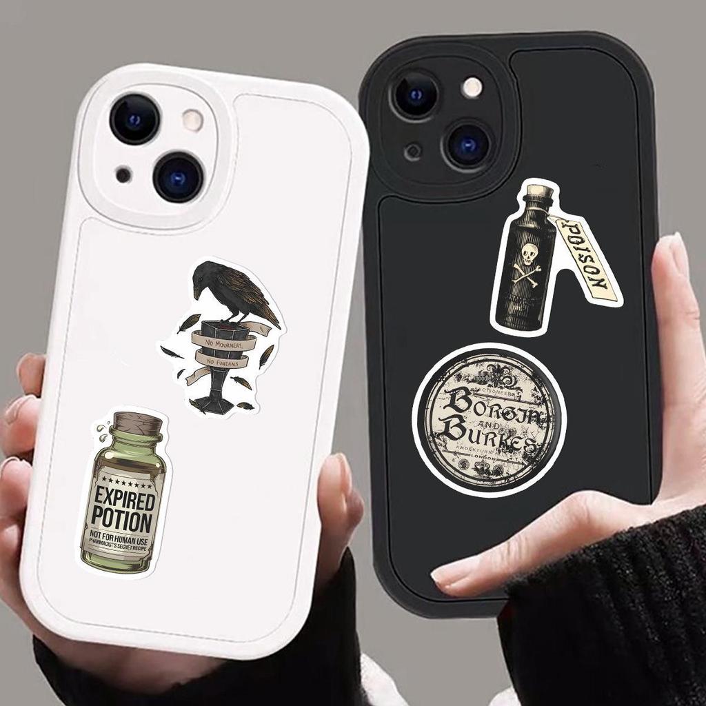 50pcs Retro Witchcraft Poison Bottle Stickers for Planner & Phone Case - Waterproof DIY Decorative Set
