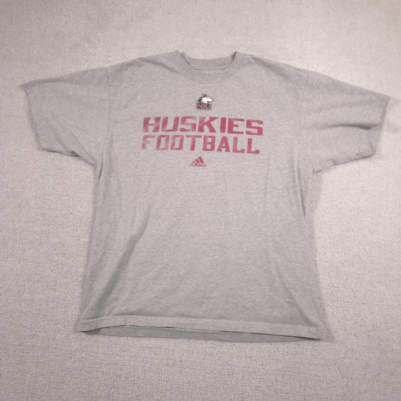 NIU Huskies Adidas Футболка с коротким рукавом Мужская L Серая Футбольная Колледж 100