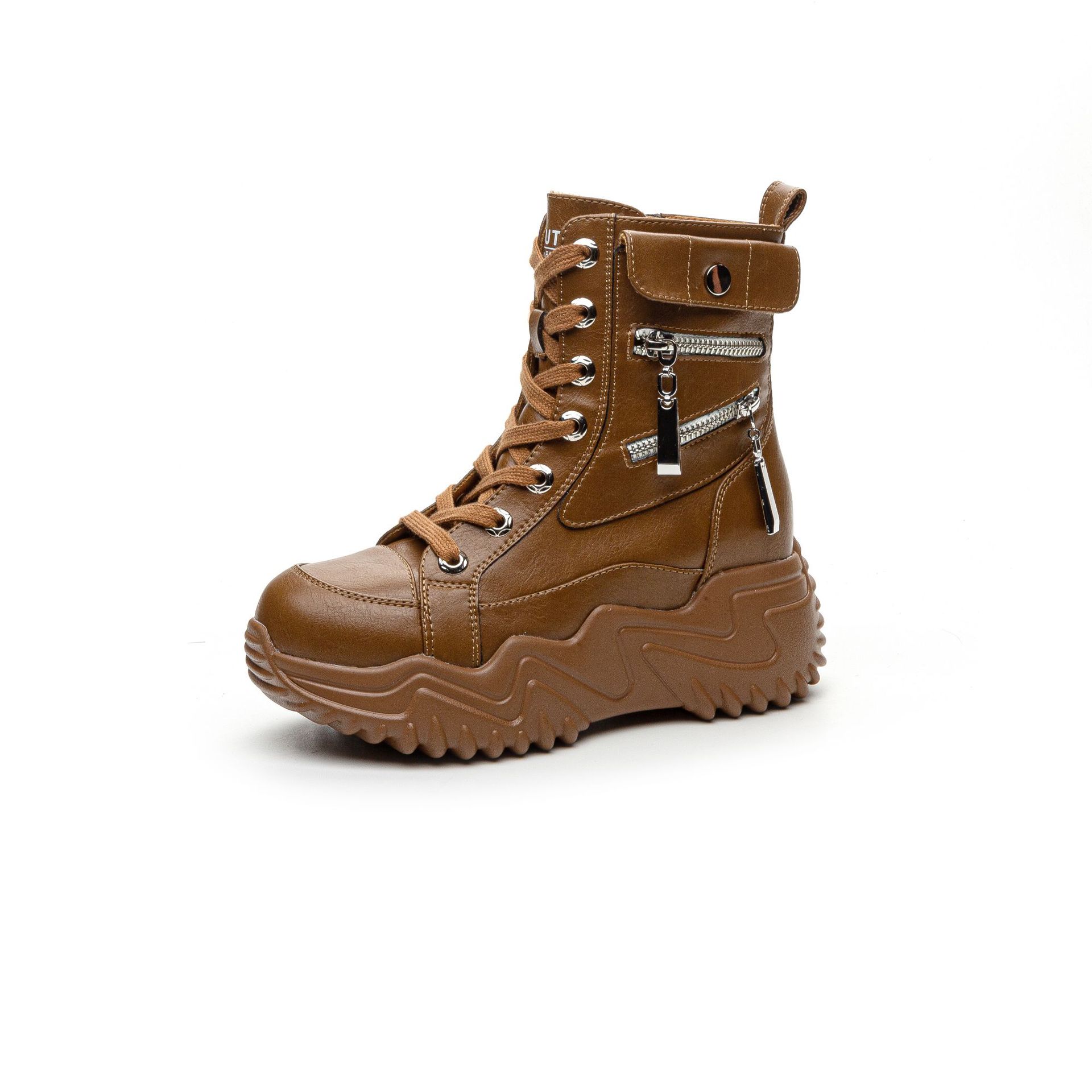 

Высокие женские ботинки 2024 года, новая повседневная обувь на толстой подошве, модная универсальная дышащая обувь для женщин на платформе 41 коричневый