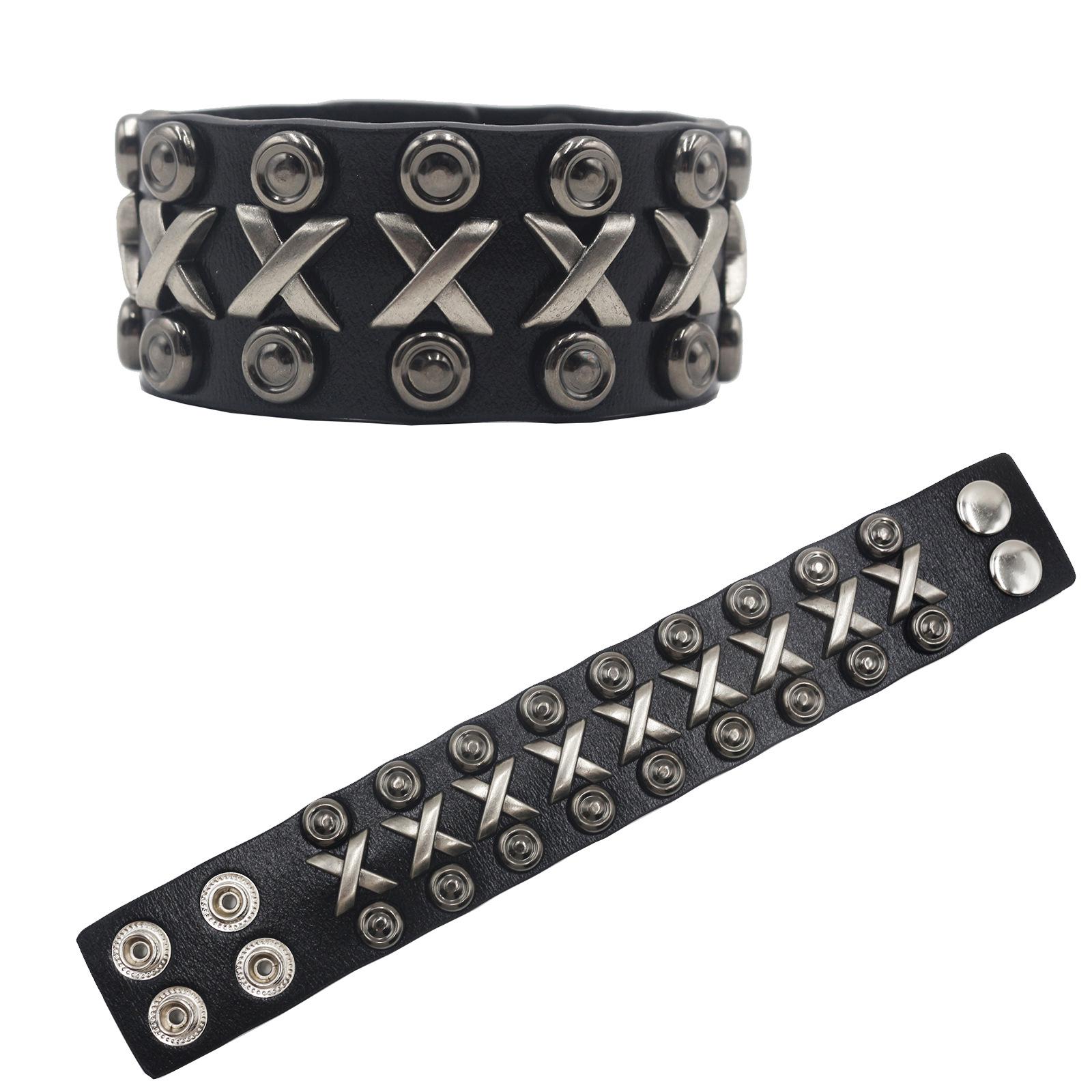 Unisex Rivet Leather Punk Rock Wristband Bracelet