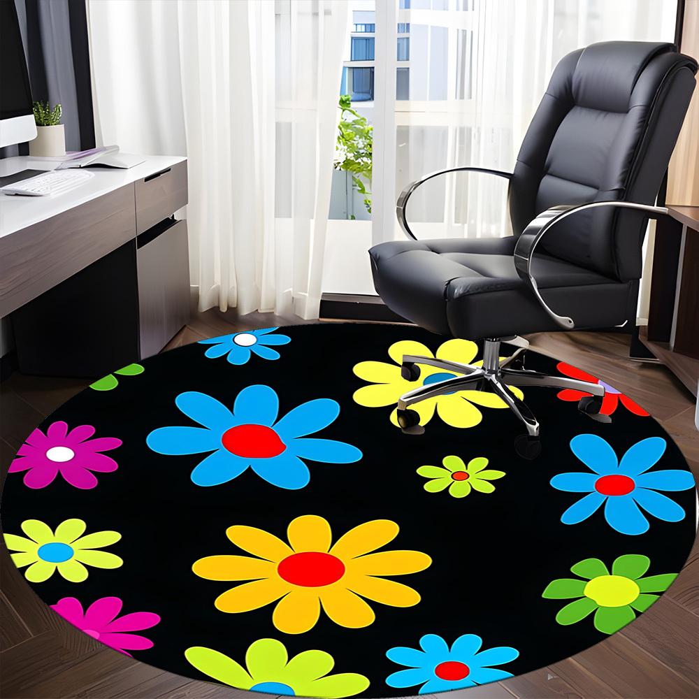 1PC Flower Pattern Chair Carpet for Office, Indoor Non-Slip Washable Carpet, Soft Comfortable Mat For Office Room yy250930155