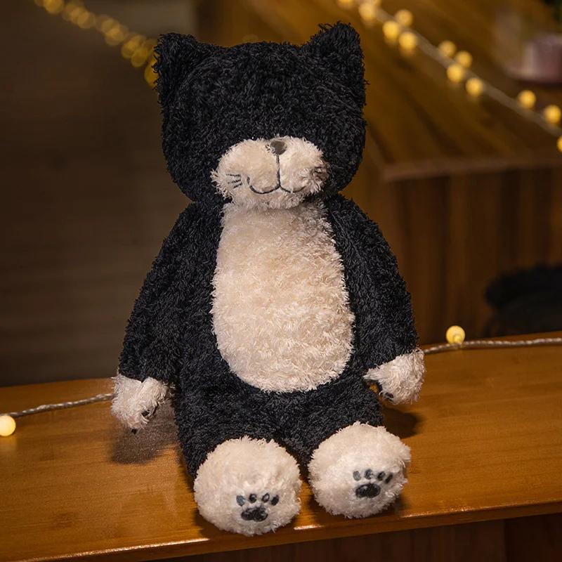 Cute Tea Rice Cat Plush Toy Black And White Splicing Plush Kawaii Cat Sleeping Leg Doll Festival Gift For Children Birthday Gift