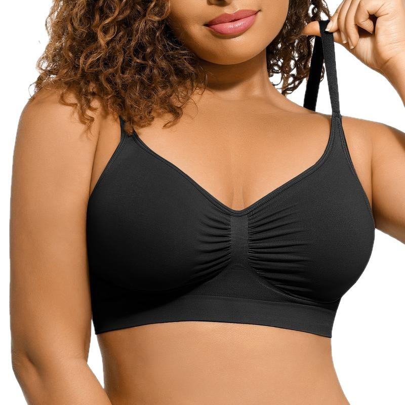 European and American underwear women's no steel ring gathers thin upper support anti-sagging support seamless large size bra