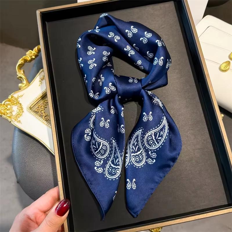 2026 New Paisley Print Small Square Scarf Soft Satin Silk-like Thin Neck Scarf Mature Style Sunscreen Headscarf For Women