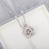 Latest Top Pure Sterling Tone Jewelry Women Rose Flower Diamond Pendant Necklaces Lovely Design Fine Luxurious QualityFashion Pendant
