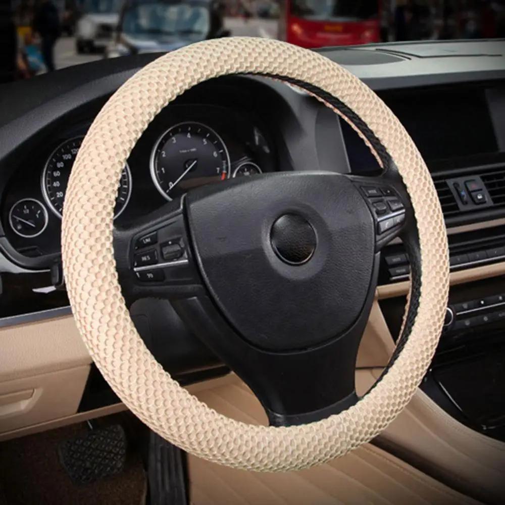 Braid On Needles Mesh Fabric Steering-Wheel Cover Set Car Steering Wheel Covers For Auto Interior Accessories For Women Men