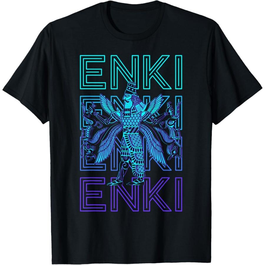 Enki Gifts Enki Ancient God Sumerian Mythology Ancient Deity Retro T-Shirt, Black XXXXXL чёрный