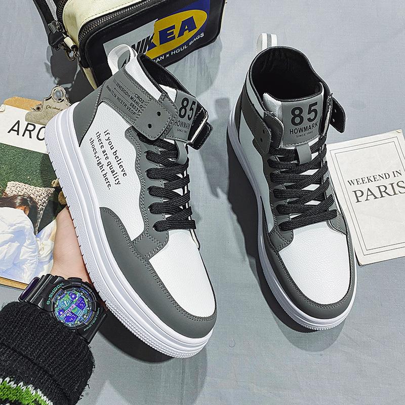 

Мужские кроссовки с высоким верхом 2024 новинка спортивные зимние мужские туфли повседневные повседневные баскетбольные модные туфли молодежные на толстой подошве 39