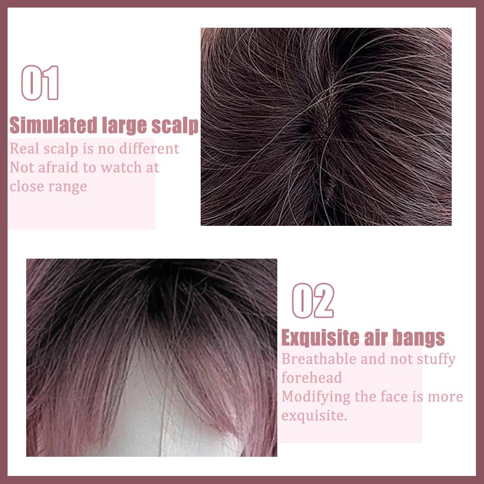 Pink Siamese Cat Gradient Synthetic Wig Female Lolita Gradient Long Hair Collection Gradient New Cos Full Head Cover
