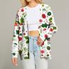 Women's Fashion Long Sleeve Print V-Neck Button Loose Cardigan Top