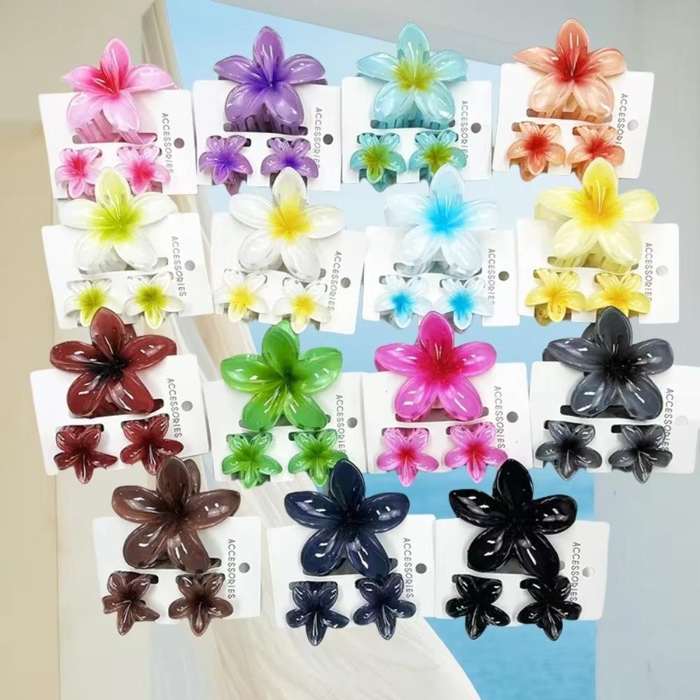 3 ks/Sada Květinové drápky do vlasů Plumeria Gradientový klip na culík Barevné vlasové doplňky Léto