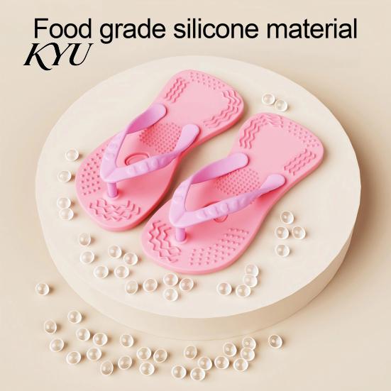 Durable Silicone Pet Toy for Teeth Cleaning 1 Pair Flip-flop Dog Chew Toys, Funny Thong Sandal Puppy Teething Small Medium Dogs Shape Toys Aggressive