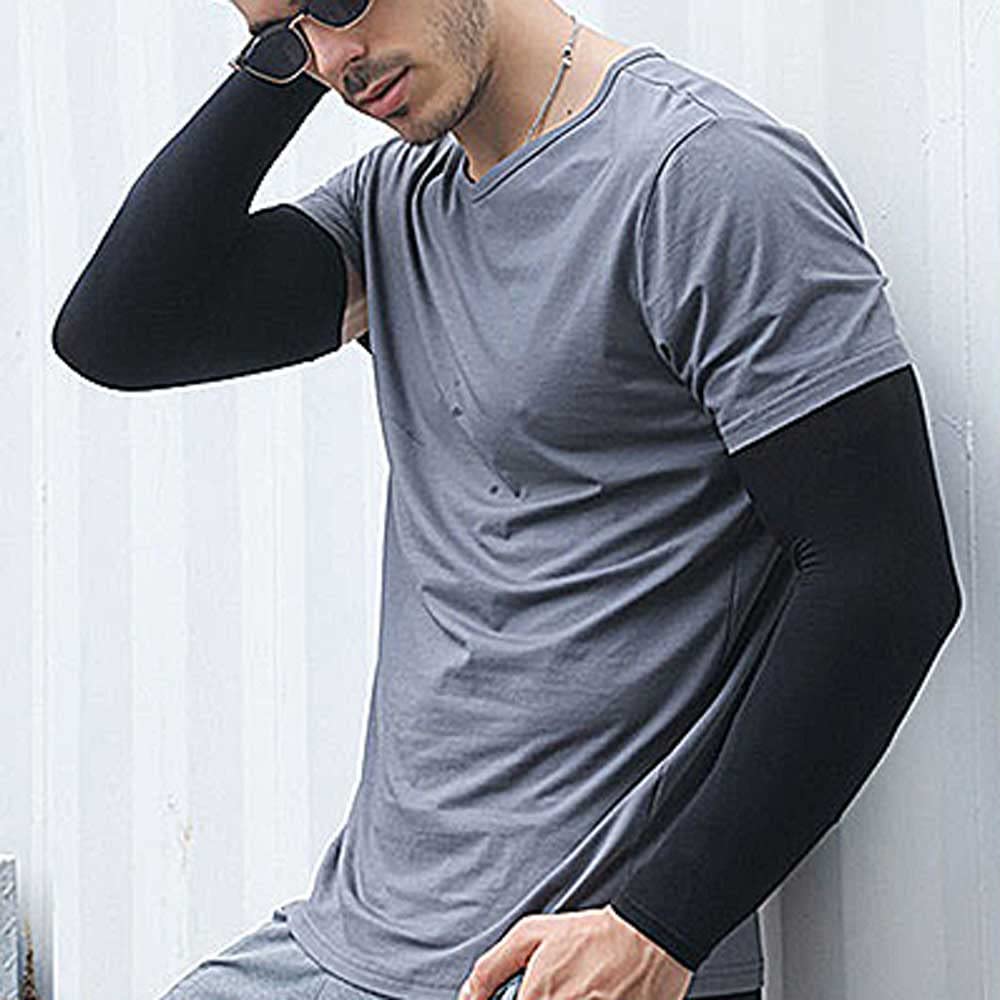 Cool Arm Covers for Large Long Arm Arm Arm Sweat Quick Sun Outdoor Summer UV Unisex Sizes of 2 Black [happylaladream] Men, Size, Size, Sleeves,