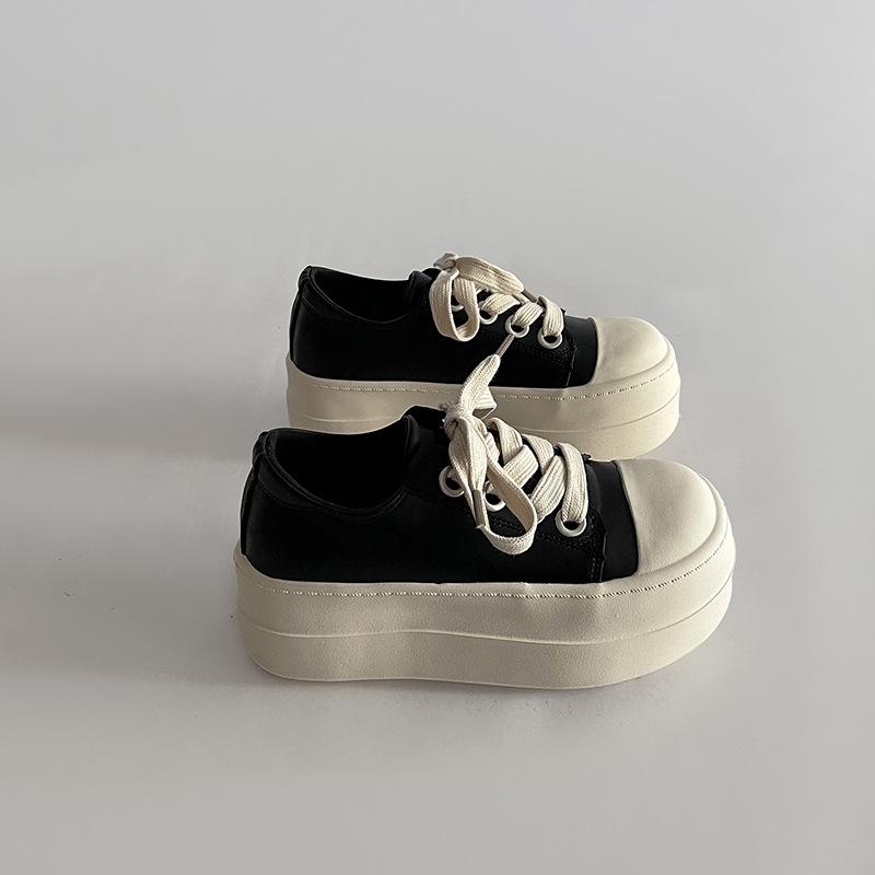 

Универсальные уродливые милые туфли на платформе с большой головой, популярные парусиновые туфли с кексами, женская обувь на весну 2025 года, новый тренд повседневных кроссовок с круглой головой 35