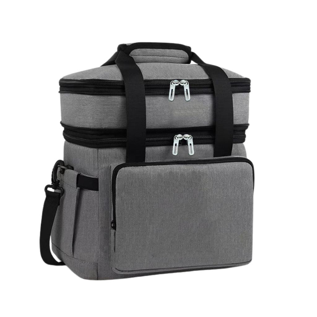 COZENTA Cooler Double 18L Box, Soft, Small, Lightweight, Layer, Insulated, Handbag/Shoulder Bag, 2-Way, (Gray)