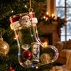 3D Transparent Fillable Christmas Stocking Ornament for Christmas Tree Hanging Decoration, Clear Candy Gift Holder