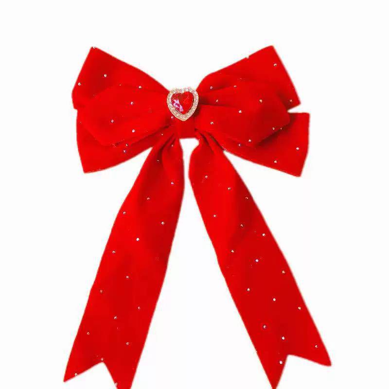Girls' Bun Hairstyle Red Bow Hair Clip – Princess Headwear Accessory for Women & Children