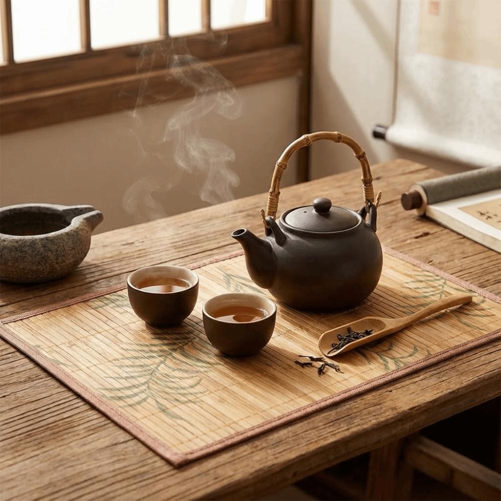 Vintage Bamboo Placemat Foldable Heat Insulation Pad Table Decoration Tableware Pad  Family Party