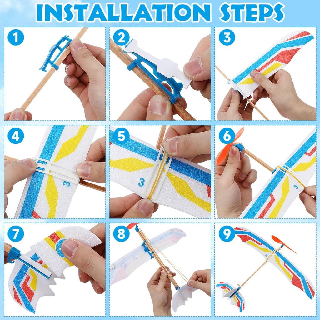 TOYANDONA 5Pcs Rubber Band Powered Aircraft Airplane Model Creative Helicopter for Kids Throwing Glider Airplane Toy for Birthday Party Favor Prize
