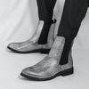 Projektant Nowość Moda Zimowa Botki Chelsea Męskie Szpiczaste Złote Srebrne Buty Casual High Tops Zapatos Hombre