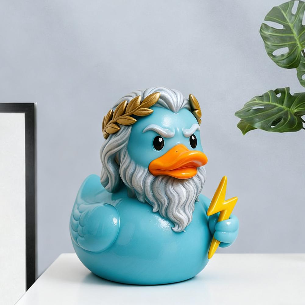 Zeus Duck Ornament Resin Duck Figurine Mythology Inspired Zeus Duck Figurine Resin Statue Sculpture for Home Office Bookshelf