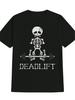 MenS Casual Crew Neck TShirt Blend Slight Stretch Regular Fit with Skeleton Weightlifting Graphic for Summer Fashion Tee