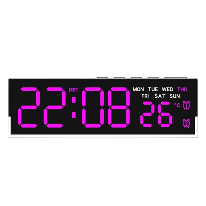 Night Light Digital Alarm Clock Electric Desk Clock with Indoor Temperature Loud Alarm Day of Week for Living Room