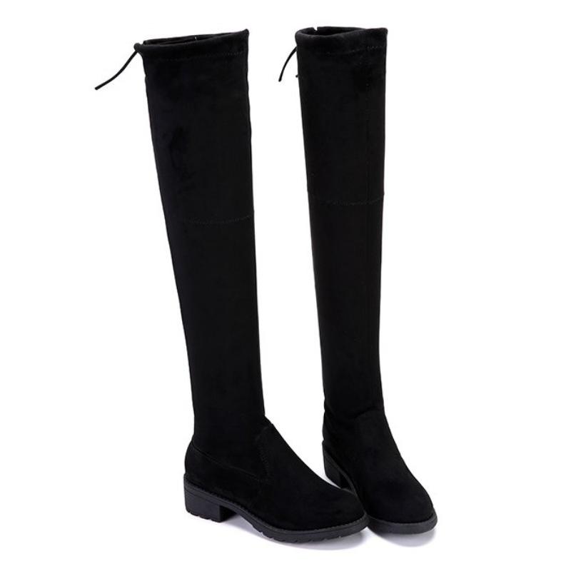 AutumnAnd Winter New Elastic Socks Boots Women Versatile Long Over-the-knee Boots Thick Heels Small Square Thin Boots High Boots