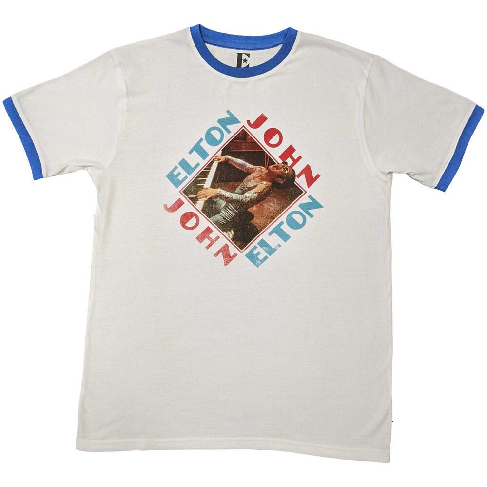 Elton John Piano Diamond White Ringer t-shirt XL