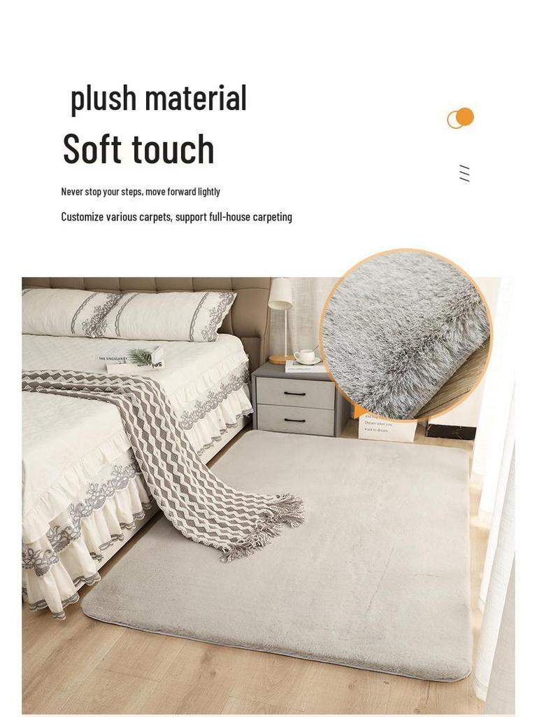 Plush Faux Rabbit Fur Carpet & Mat for Bedroom, Bay Window, Balcony, or Bedside - Short Pile.