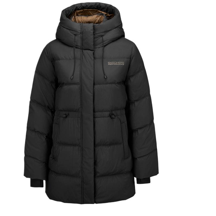 Skechers Basic Sports Series Warm Soft Breathable Solid Color Hooded Down Jacket Women outerwear P425W092-0018 S